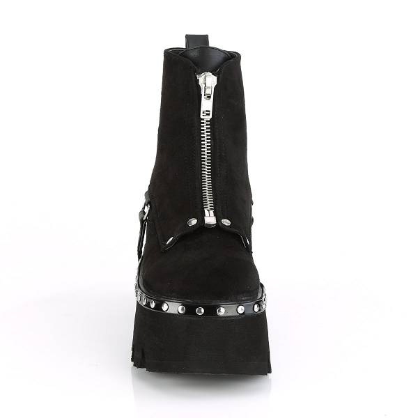Demonia Women's Ashes-100 Platform Ankle Boots - Black Vegan Suede D3917-42US Clearance